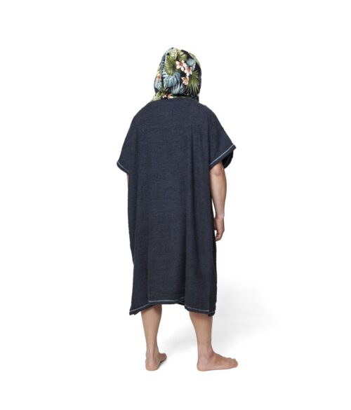 kangaroo pocket island paradise in black. This changing towel is ultra absorbent and super cozy, with a terry lined kangaroo pocket and hoodie to keep your hands and head warm.  Now, a little wider and with longer sleeves, for an even better changing experience.